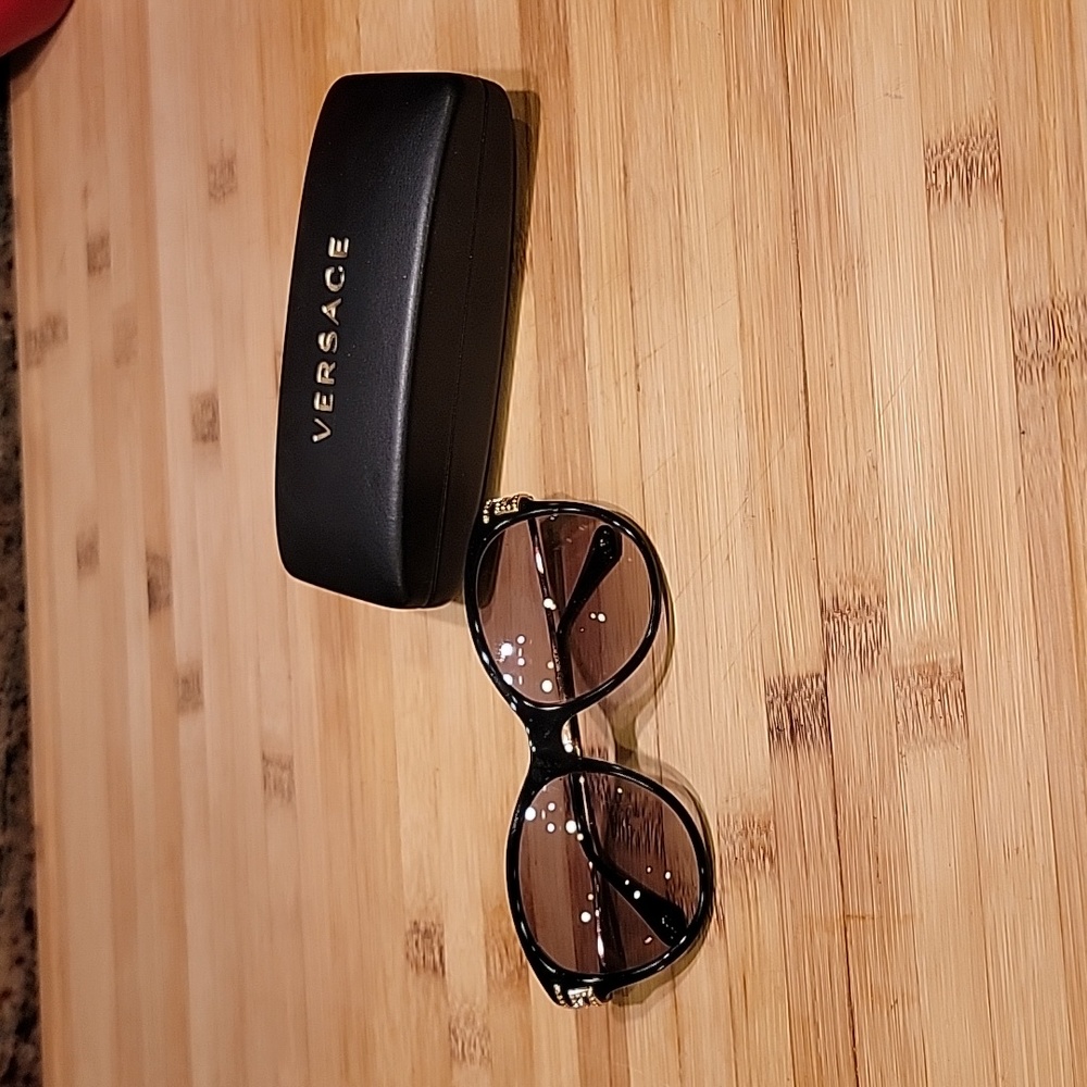 Versace Women's Black Sunglasses with Brown Lenses